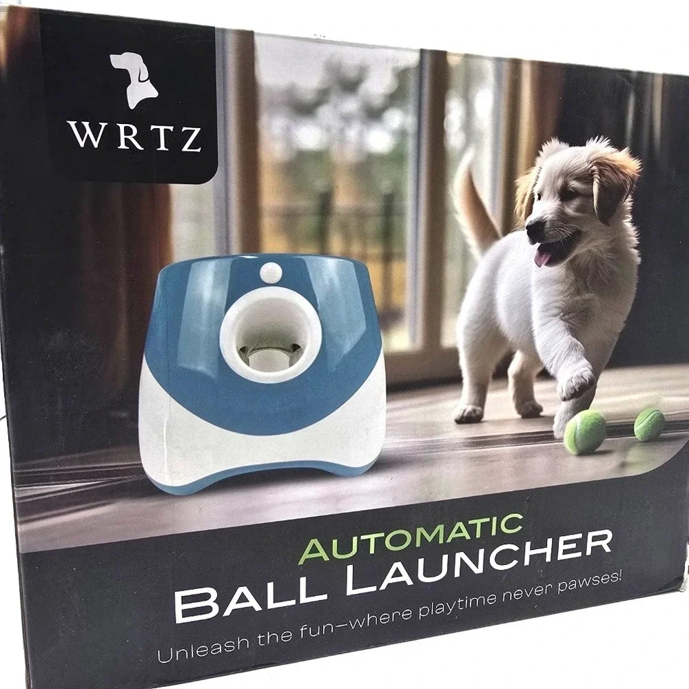 WRTZ‎ Automatic Dog Ball Launcher Small Dogs 3 Range Modes Rechargeable + Balls